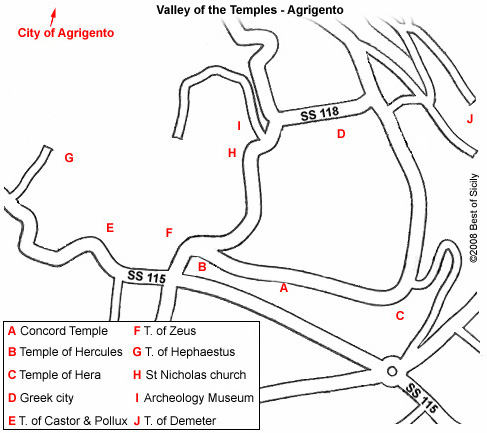 Valley Of The Temples Sicily Map Agrigento Travel History Hotels - Best Of Sicily - Agrigento Temples And Map  - Girgenti Akragas - Agrigentum - Sicily Archeology