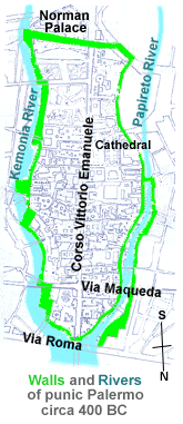 Punic Palermo was formed by two rivers.