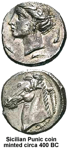 Carthaginian coin minted in Sicily.
