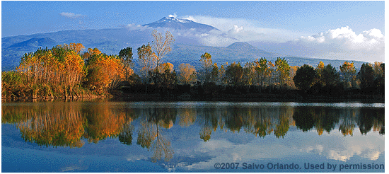 Autumn view of Mount Etna