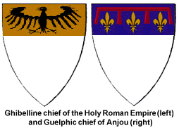 Chief of the Holy Roman Empire, left, and chief of Anjou.