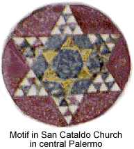 In the 12th century this was actually 
a geometric Arab design, the Star of David probably being adopted by Jews much later.