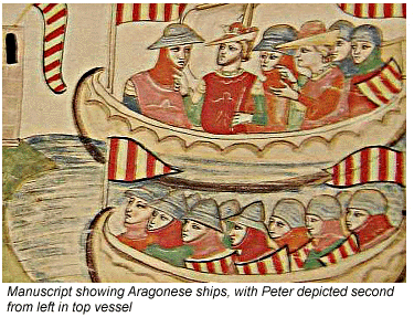 Peter's conquests took him to sea and far from Aragon.
