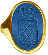 Antique signet ring as worn by genuine or fake aristocrats.