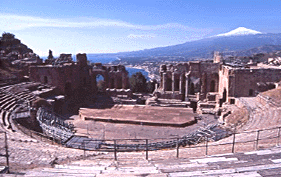 Etna in February, viewed from Taormina's amphitheatre.