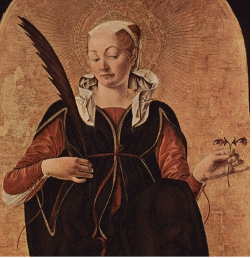Saint Lucy depicted by Francesco del Cassa.