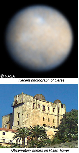 Ceres and the site of its discovery.