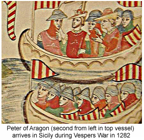 King Peter arrives in Sicily.