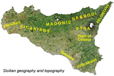 Topography of Sicily.