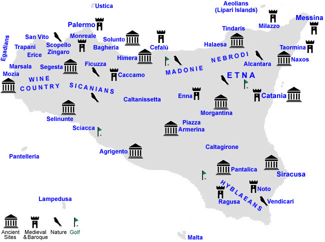 Cities In Sicily Map Locality Index - Best Of Sicily - Cities And Towns Of Sicily - Palermo  Catania Taormina Siracusa Messina Agrigento Marsala Trapani Erice Enna  Caltanissetta