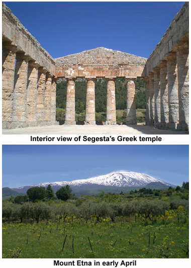 Temple at Segesta, view of Etna.